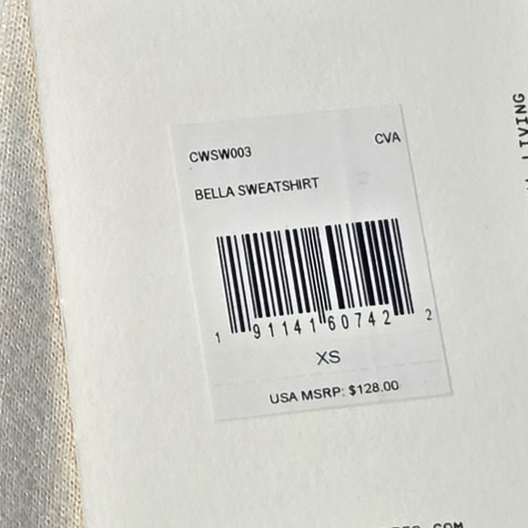 Spiritual Gangster Bella Off Shoulder Cropped Sweatshirt Cream XS NWT - Picture 8 of 15